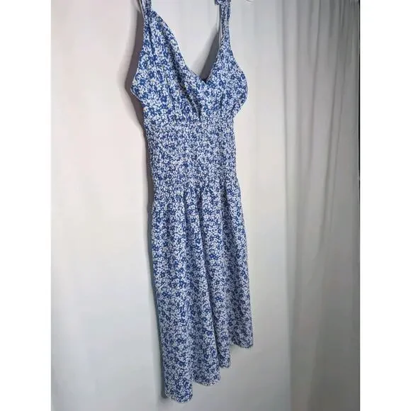 Cider Blue Ditsy Floral Print Smocked Waist Boho Festival Coquette Sundress Med - Picture 4 of 6